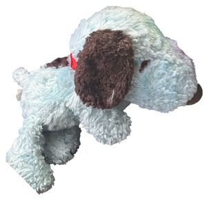 Peanuts Snoopy Plush Light Blue Brown Ears Spot Red Collar Sherpa Textured Toy